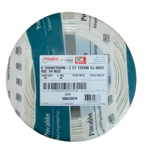 CABLE CU THHN/THWN-2 12AWG BLANCO PROCABLES X 100 METROS