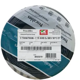 CABLE CU THHN/THWN-2 10AWG AZUL PROCABLES X 100 METROS